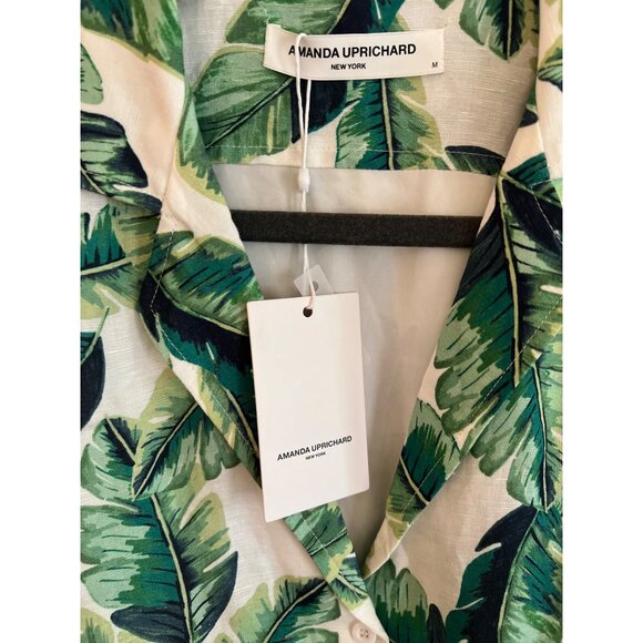 Amanda Uprichard Womens Tropical Leaf Print Micki Linen Blend Romper Size M NWT - Picture 7 of 8